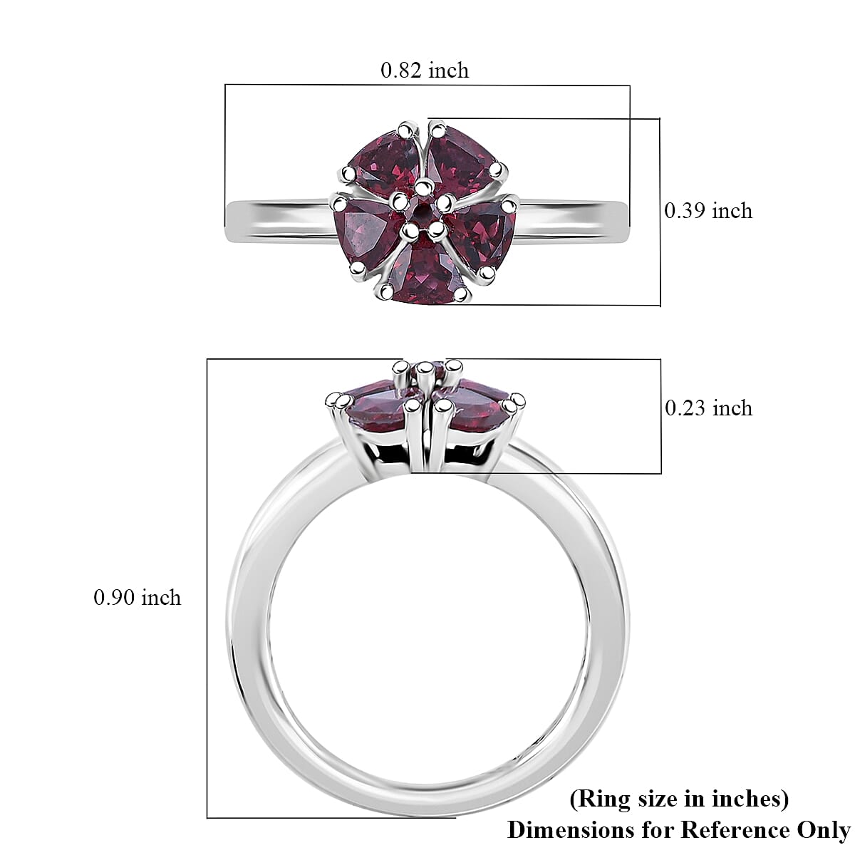 Arizona Anthill Garnet Flower Ring in Platinum Over Sterling Silver (Size 5.0) 1.40 ctw