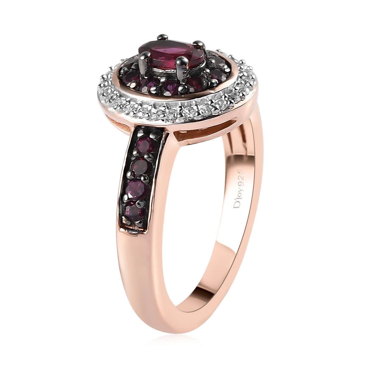 Anthill Garnet and Natural White Zircon Double Halo Ring in Vermeil Rose Gold Over Sterling Silver (Size 10.0) 0.85 ctw image number 3