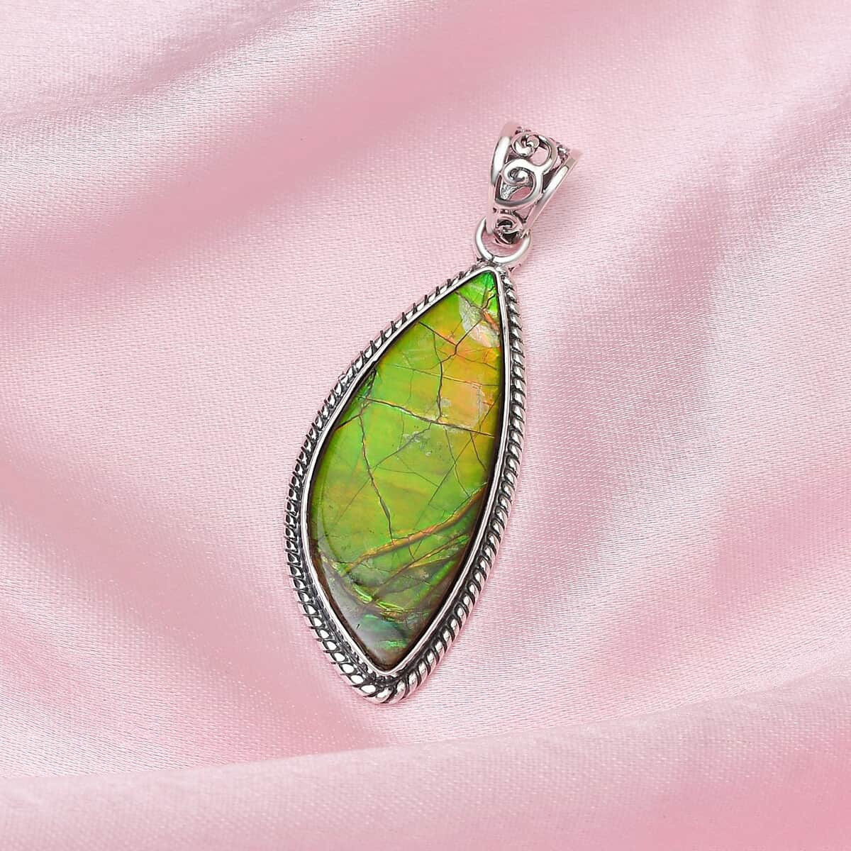 Ammolite Solitaire Pendant in Sterling Silver image number 1