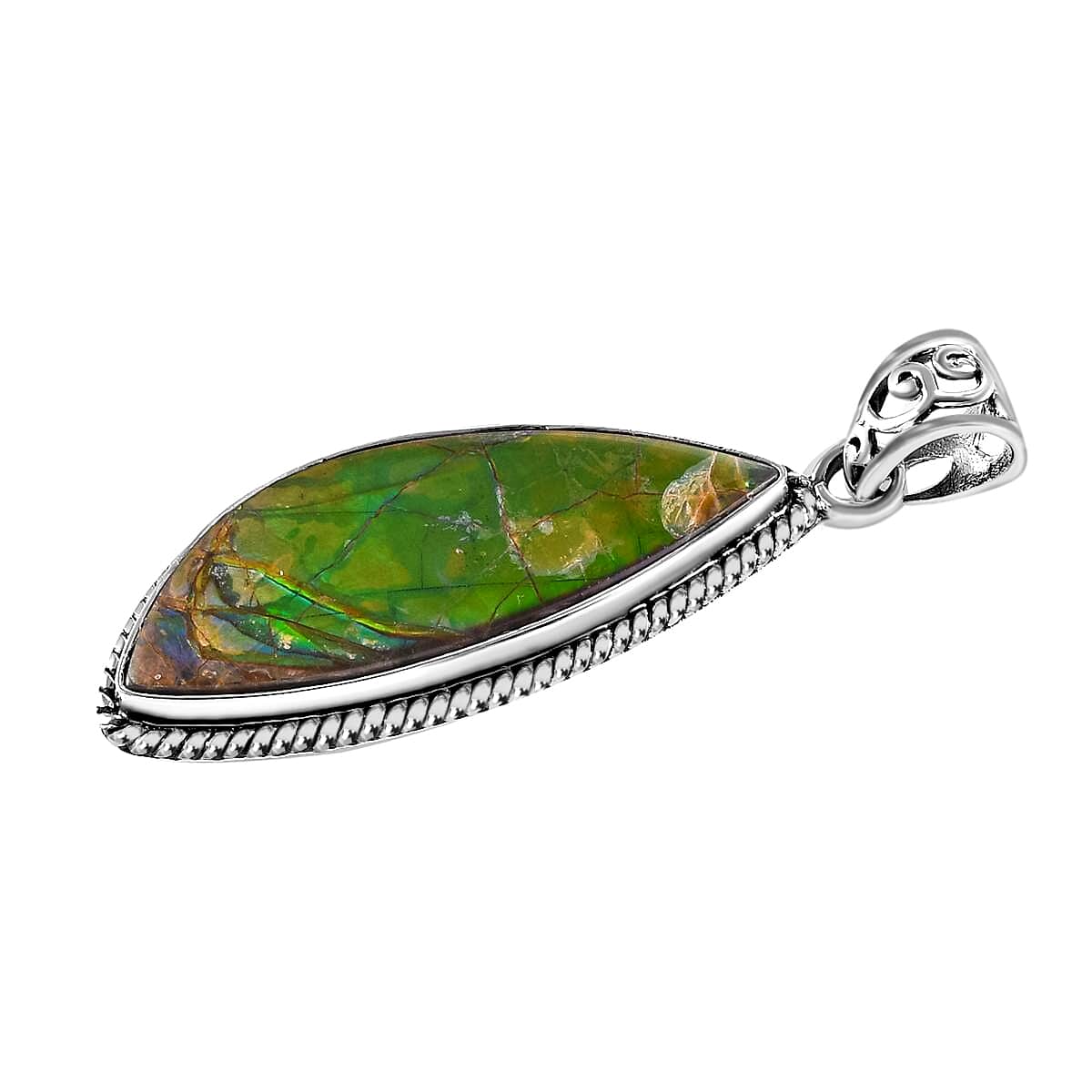 Ammolite Solitaire Pendant in Sterling Silver image number 2