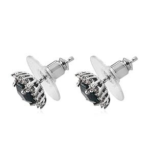 Teal Grandidierite and Zircon Stud Earrings in Platinum Over Sterling Silver 1.60 ctw