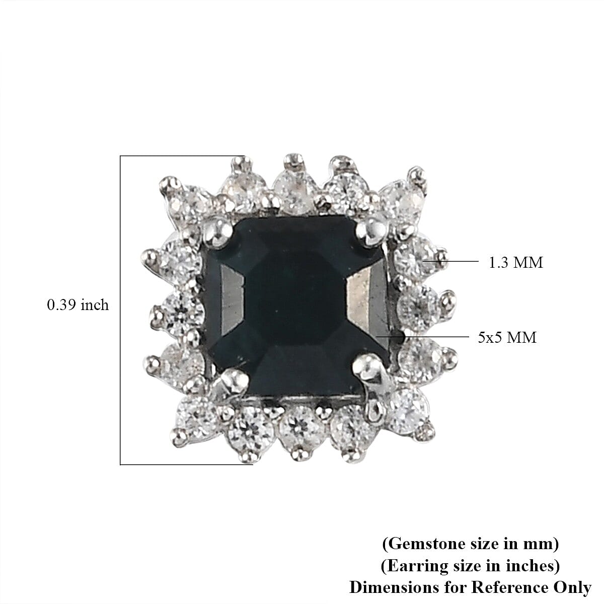 Teal Grandidierite and Zircon Stud Earrings in Platinum Over Sterling Silver 1.60 ctw image number 4