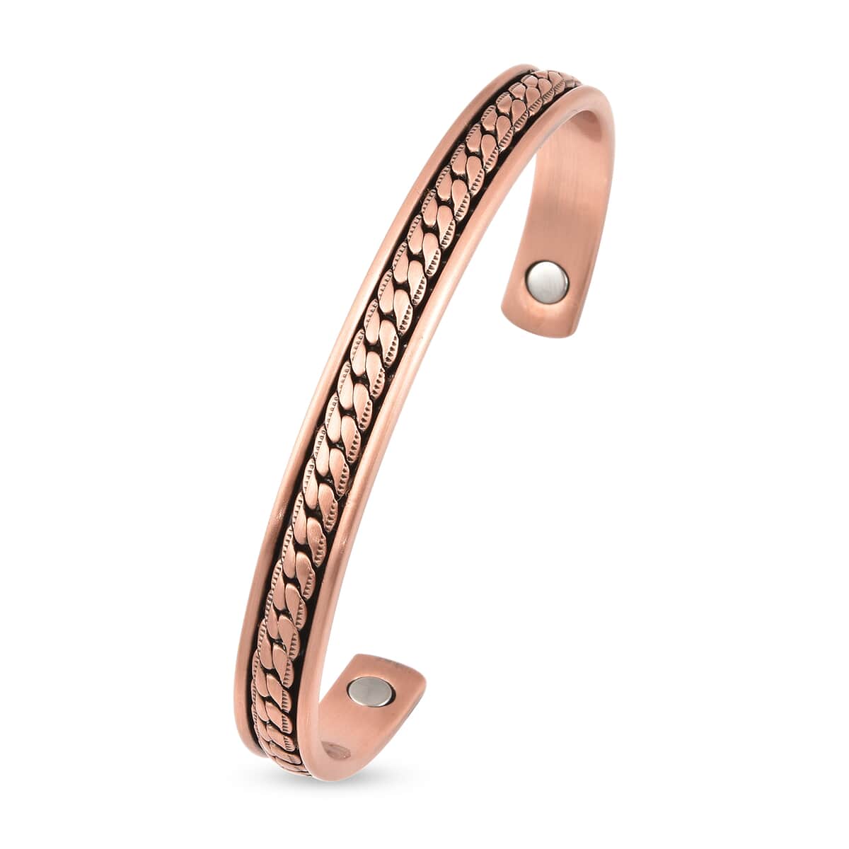Magnetic By Design Curb Chain Pattern Adjustable Cuff Bracelet in Rosetone (6.50 In) image number 3