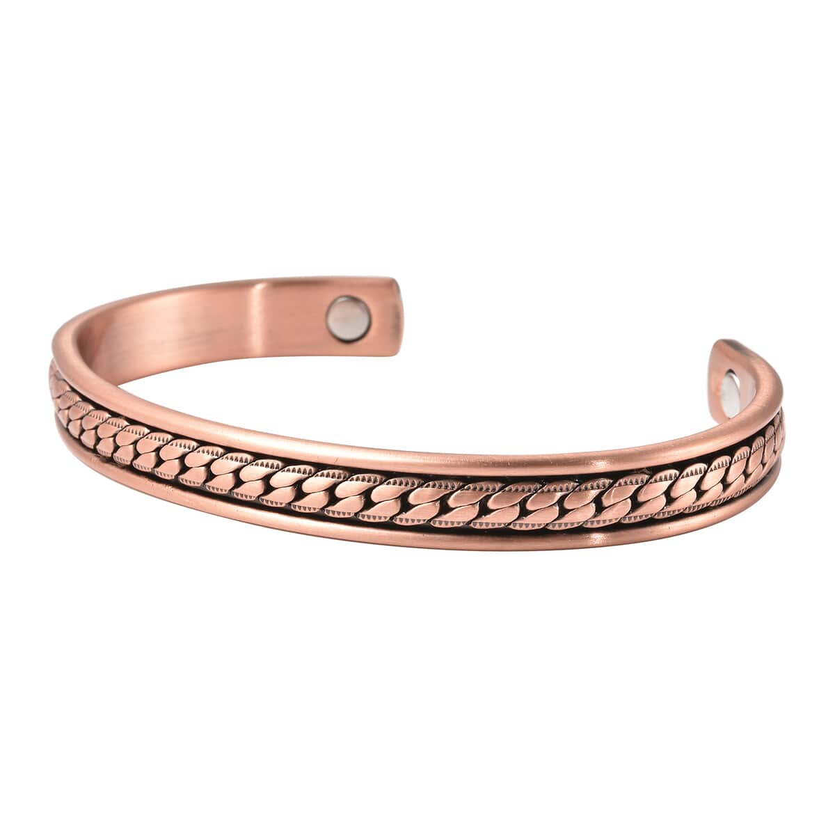 Magnetic By Design Curb Chain Pattern Adjustable Cuff Bracelet in Rosetone (6.50 In) image number 4
