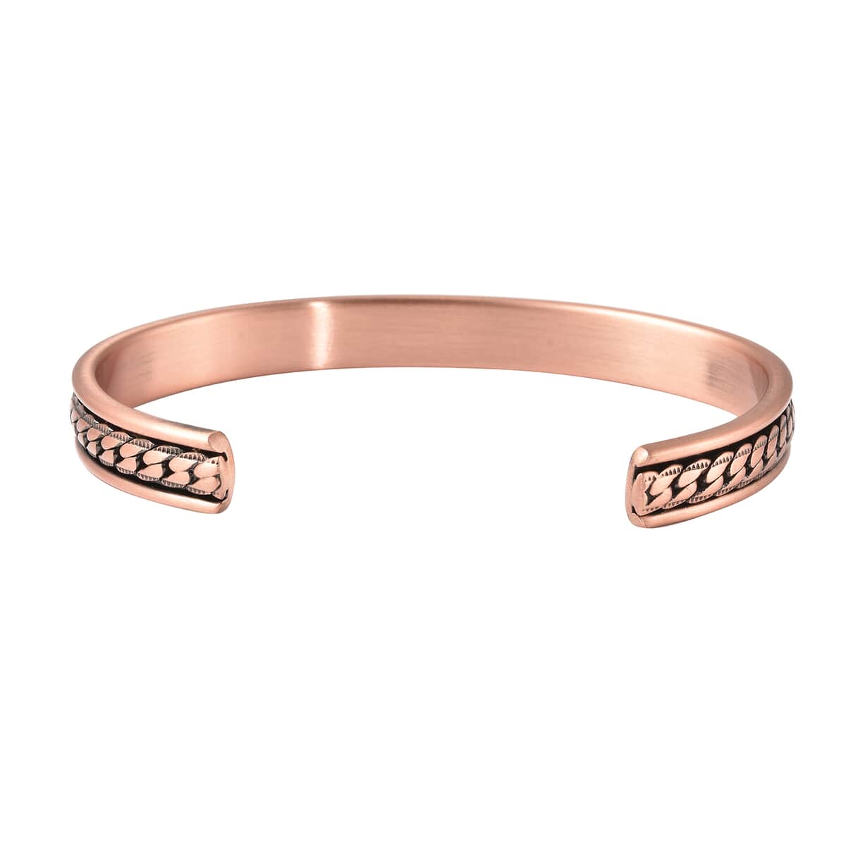 Magnetic By Design Curb Chain Pattern Adjustable Cuff Bracelet in Rosetone (6.50 In) image number 5