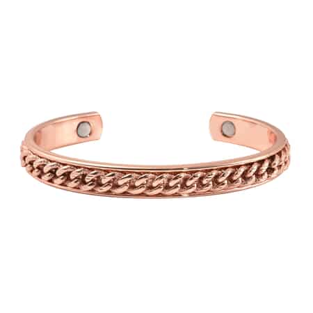Magnetic By Design Curb Chain Pattern Adjustable Cuff Bracelet in Rosetone (6.50 In) image number 0