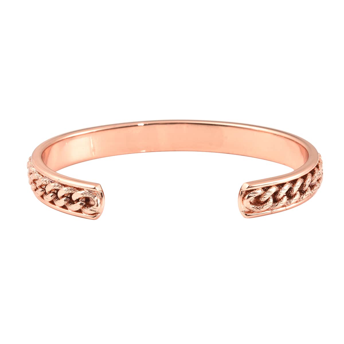Magnetic By Design Curb Chain Pattern Adjustable Cuff Bracelet in Rosetone (6.50 In) image number 5
