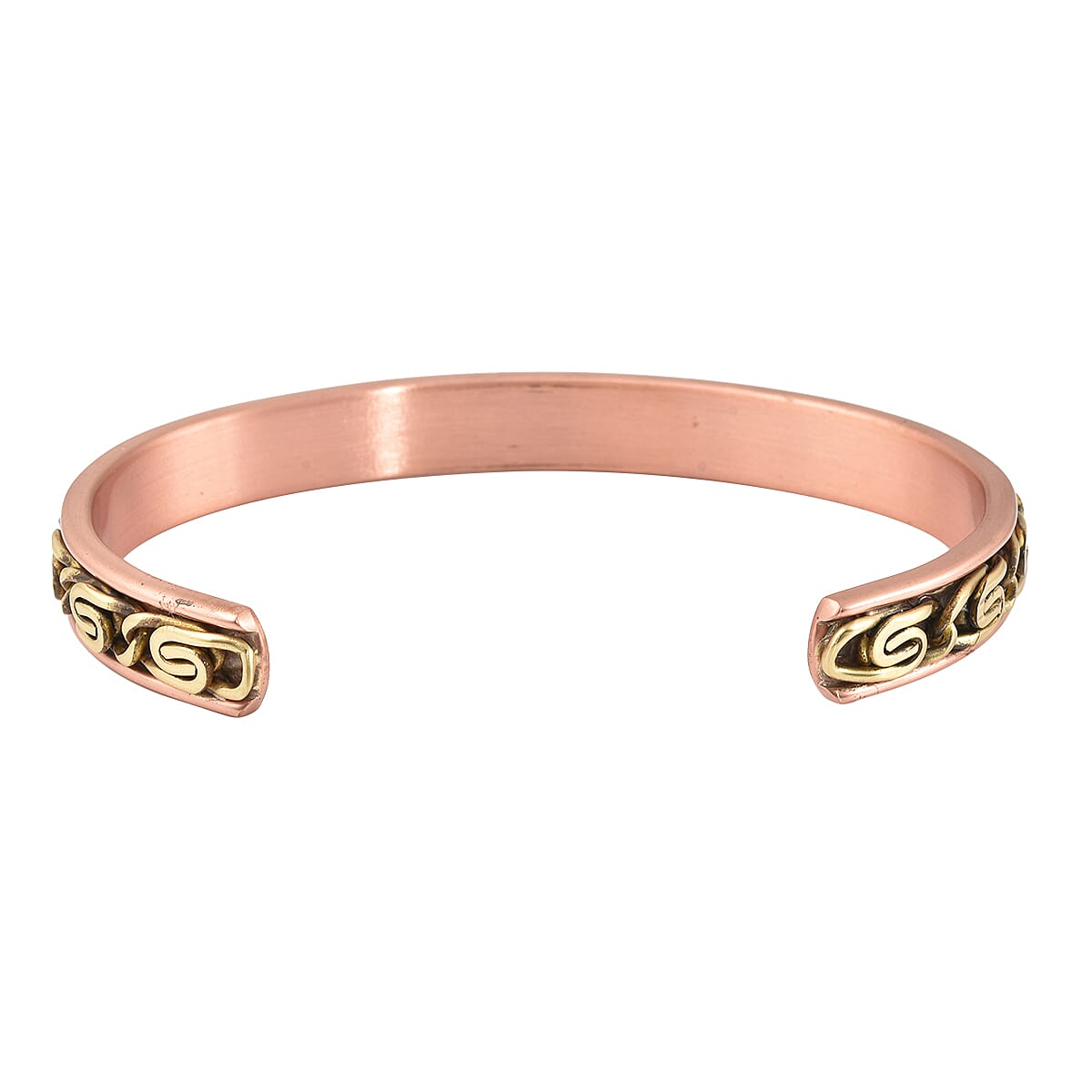 Magnetic By Design Byzantine Chain Pattern Adjustable Cuff Bracelet in Rosetone (6.50 In) image number 5
