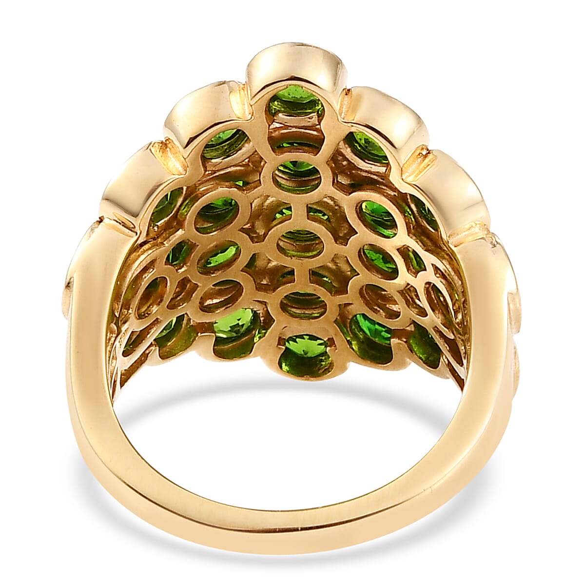 Chrome Diopside  2.81 ctw Cluster Ring in 14K Yellow Gold Over Sterling Silver (Size 5.5)
