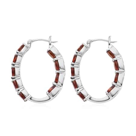 Brazilian Cherry Citrine Inside Out Hoop Earrings in Platinum Over Sterling Silver 7.60 Grams 7.00 ctw image number 3