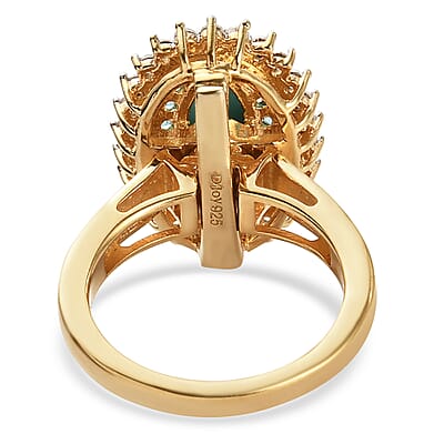 Sleeping Beauty Turquoise and Multi Gemstone Double Halo Ring in Vermeil YG Over Sterling Silver (Size 7.0) 1.75 ctw