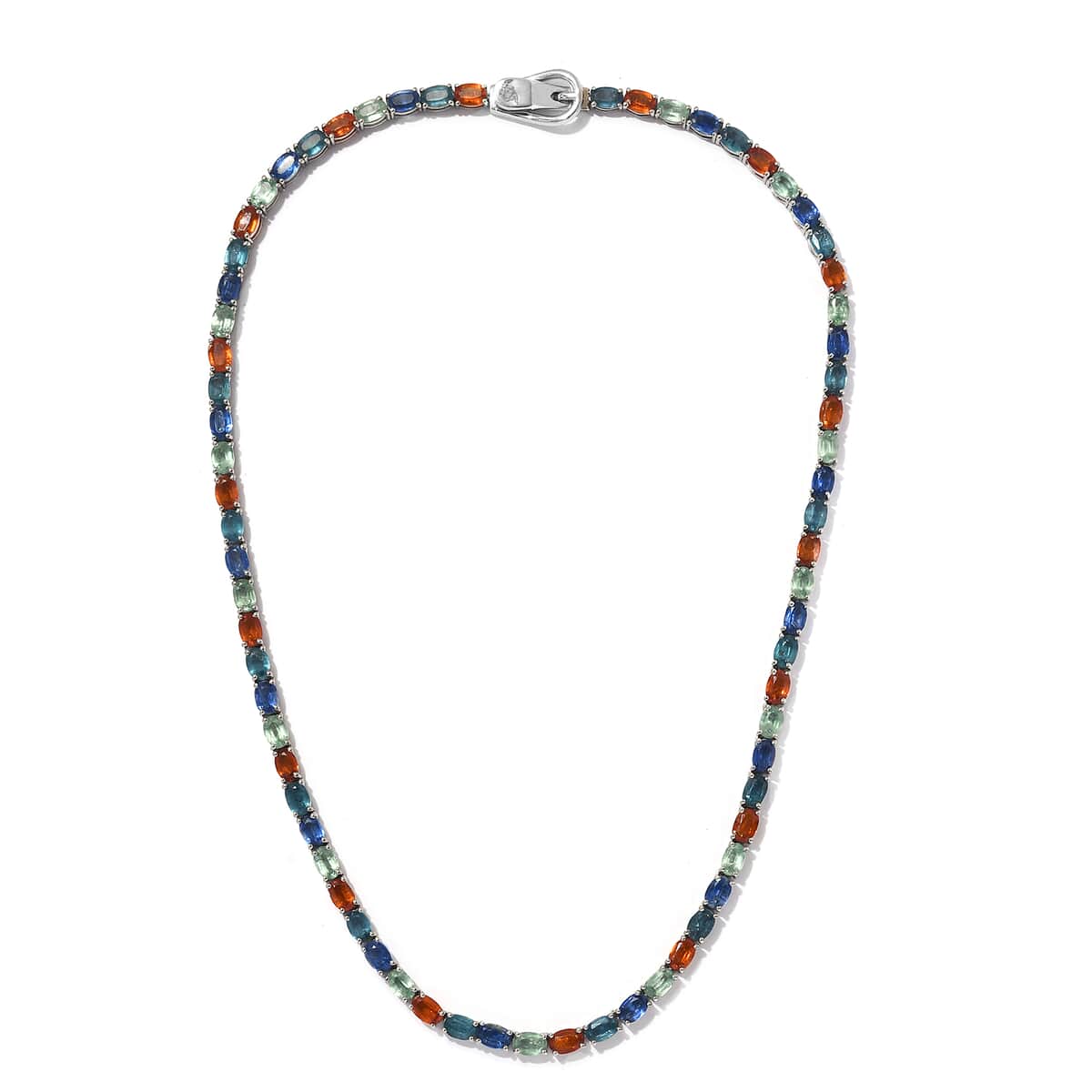 41.50 ctw Multi Gemstone Tennic Necklace 18 Inches in Platinum Over Sterling Silver 19.50 Grams image number 3