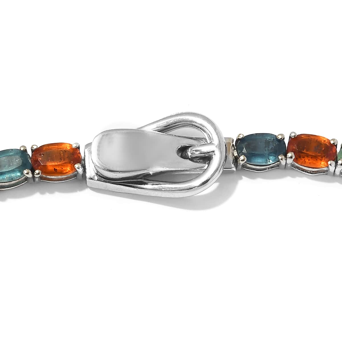 41.50 ctw Multi Gemstone Tennic Necklace 18 Inches in Platinum Over Sterling Silver 19.50 Grams image number 4