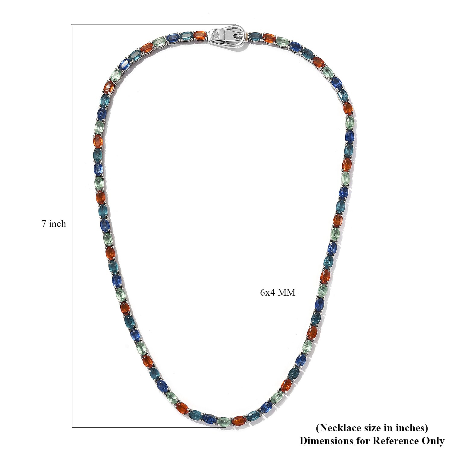 Multi Kyanite Tennis Necklace 18 Inches in Platinum Over Sterling Silver 41.50 ctw