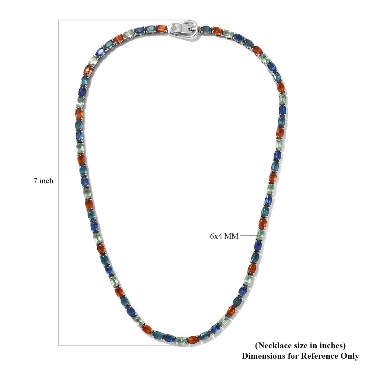 41.50 ctw Multi Gemstone Tennic Necklace 18 Inches in Platinum Over Sterling Silver 19.50 Grams image number 5