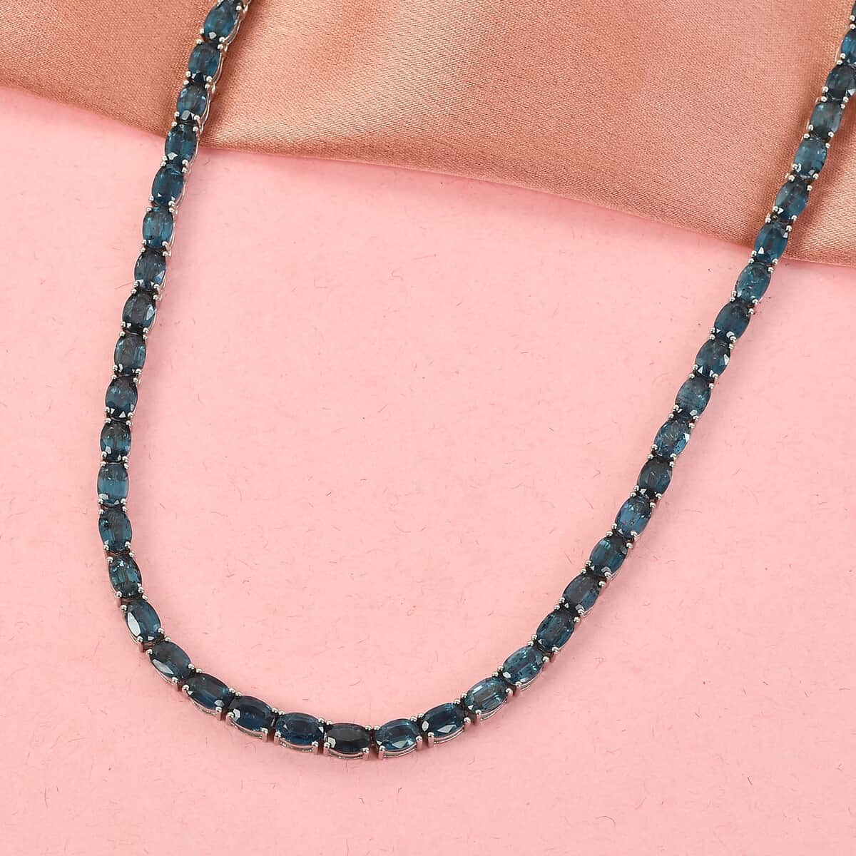 Kashmir Kyanite Tennis Necklace 18 Inches in Platinum Over Sterling Silver 18.80 Grams 46.90 ctw image number 1