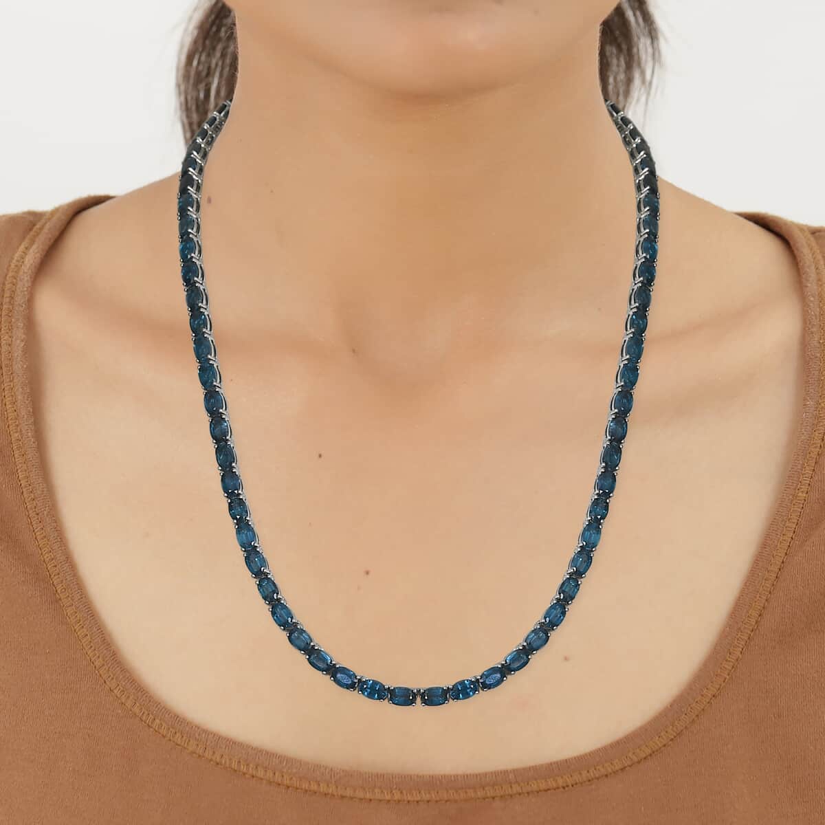 Kashmir Kyanite Tennis Necklace 18 Inches in Platinum Over Sterling Silver 18.80 Grams 46.90 ctw image number 2