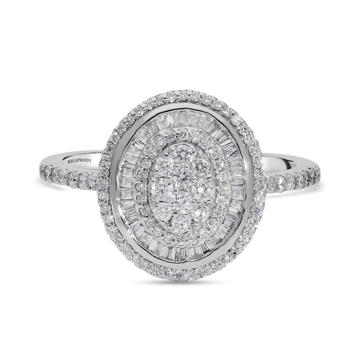 Rhapsody IGI Certified 950 Platinum E-F VS Diamond Cluster Ring (Size 10.0) 6.40 Grams 1.00 ctw image number 0