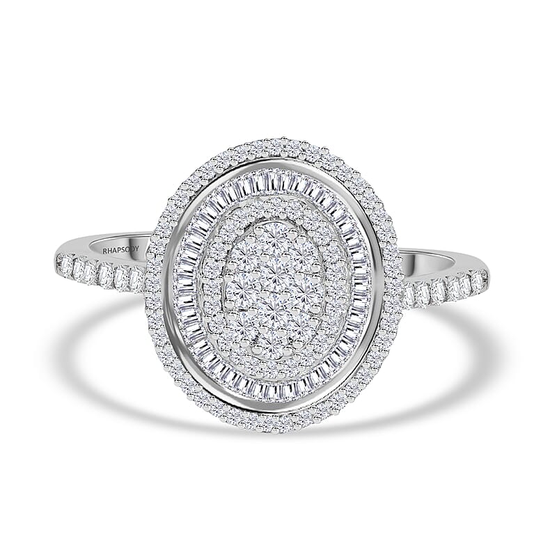 Rhapsody IGI Certified 950 Platinum E-F VS Diamond Cluster Ring (Size 10.0) 6.40 Grams 1.00 ctw