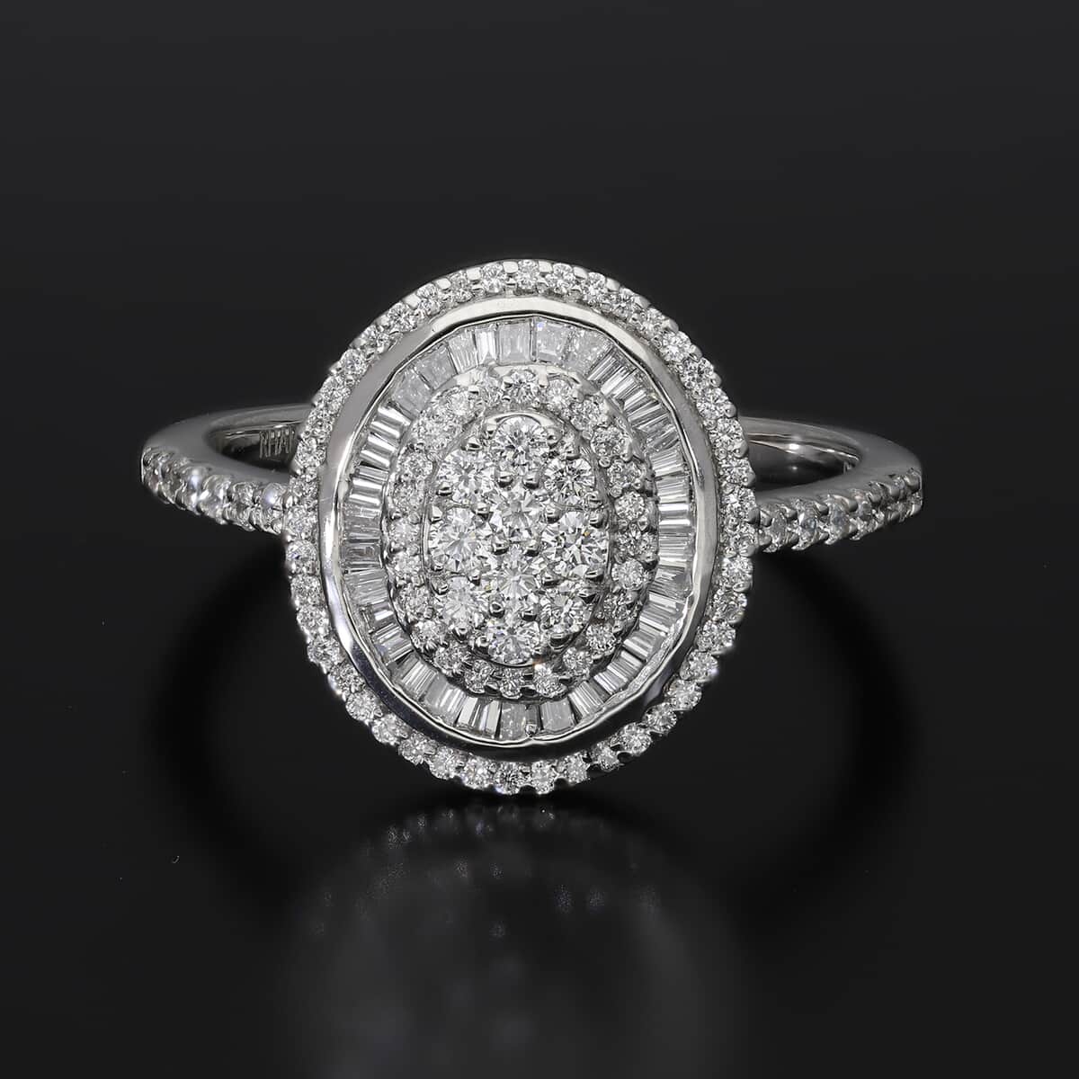 RHAPSODY IGI Certified Diamond E-F VS Cluster Ring in 950 Platinum 6.40 Grams 1.00 ctw image number 1