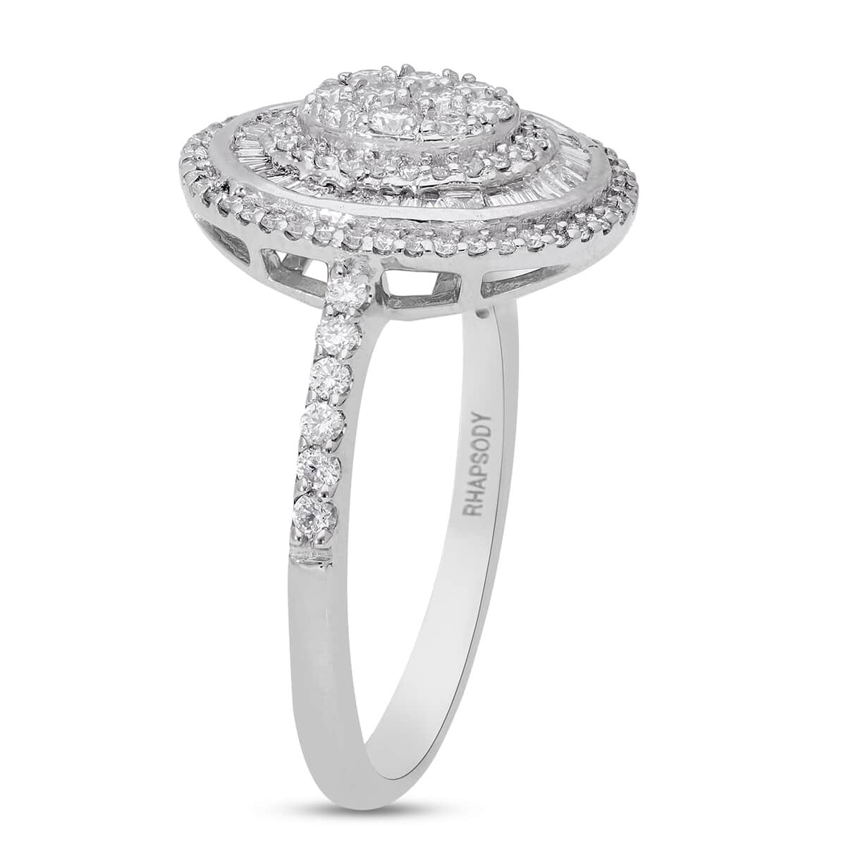 RHAPSODY IGI Certified Diamond E-F VS Cluster Ring in 950 Platinum 6.40 Grams 1.00 ctw image number 3