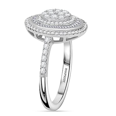 Rhapsody IGI Certified 950 Platinum E-F VS Diamond Cluster Ring (Size 10.0) 6.40 Grams 1.00 ctw