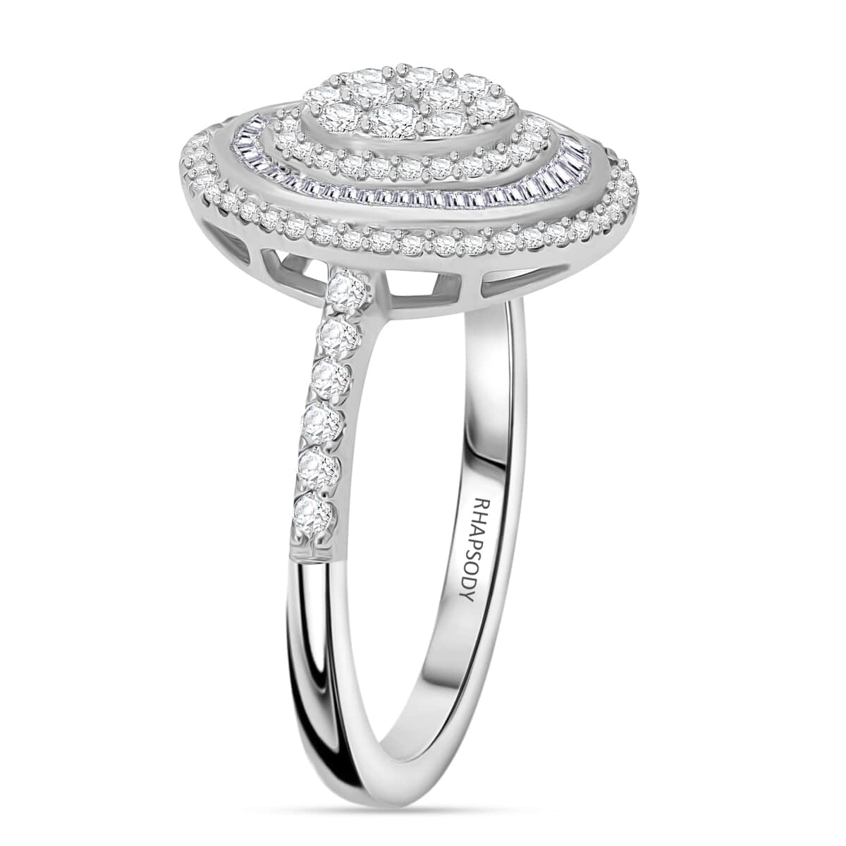 Rhapsody IGI Certified 950 Platinum E-F VS Diamond Cluster Ring (Size 9.0) 6.40 Grams 1.00 ctw image number 3