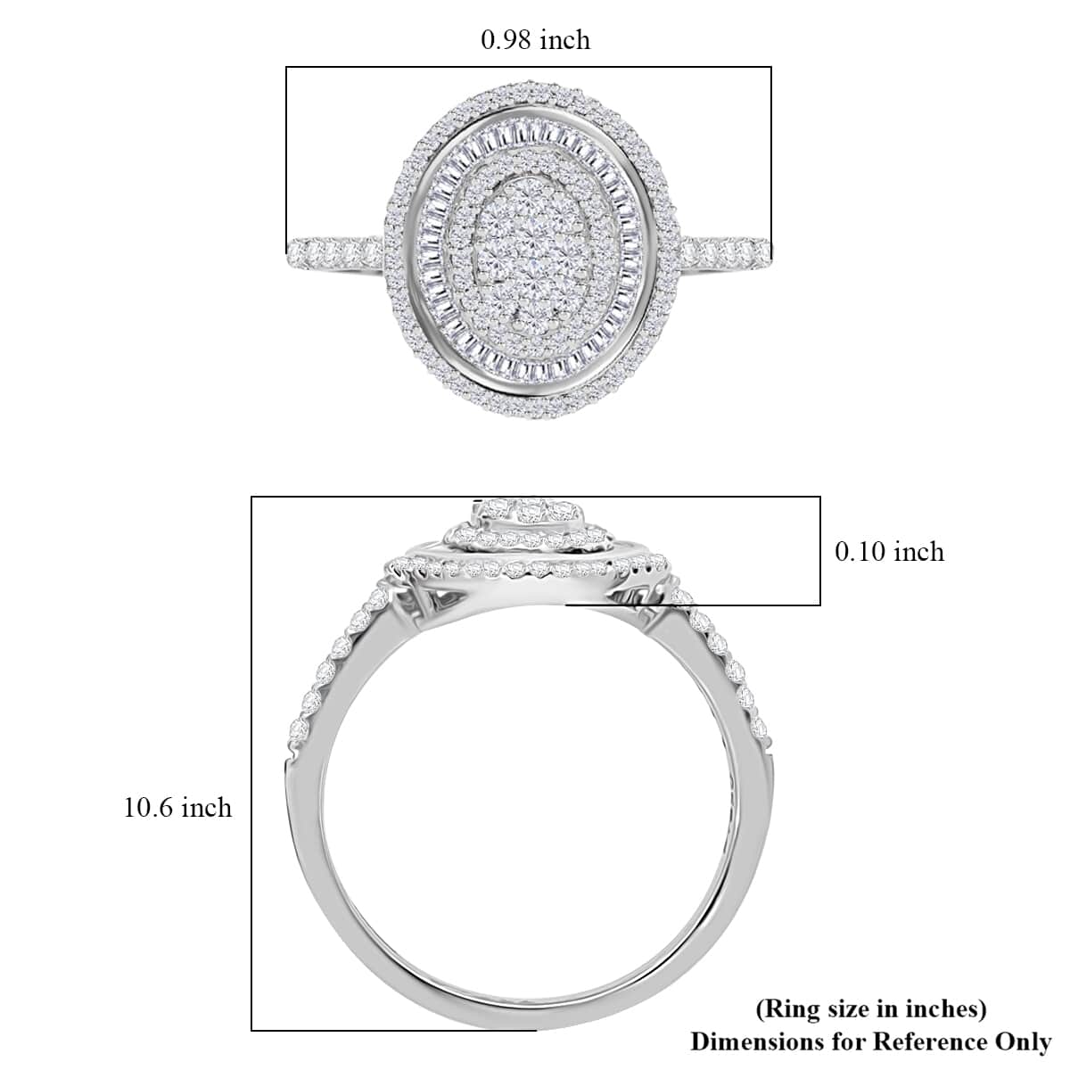 Rhapsody IGI Certified 950 Platinum E-F VS Diamond Cluster Ring (Size 9.0) 6.40 Grams 1.00 ctw image number 5