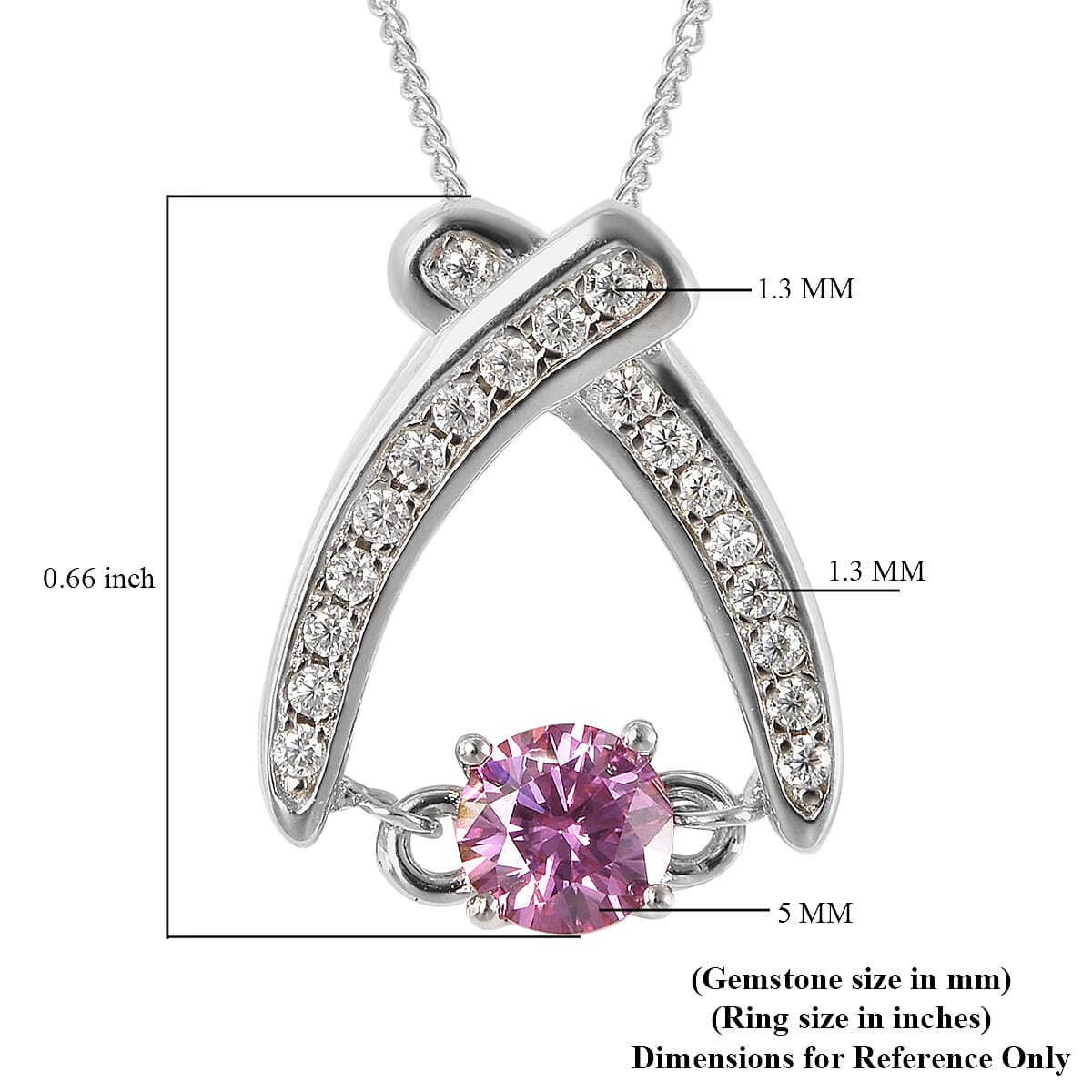 Pink Moissanite and Moissanite Sword Inspired Pendant Necklace 18 Inches in Rhodium Over Sterling Silver 0.60 ctw