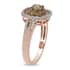 Natural Champagne and White Diamond Cluster Ring in Rhodium & Vermeil Rose Gold Over Sterling Silver (Size 7.0) 1.00 ctw image number 4