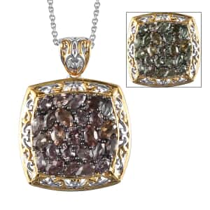 Merelani Color Change Garnet and Zircon Pendant Necklace 20 Inches in Vermeil Yellow Gold and Platinum Over Sterling Silver 5.50 ctw