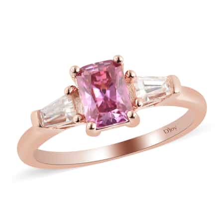 Pink Moissanite and Moissanite Ring in Vermeil Rose Gold Over Sterling Silver (Size 9.0) 1.35 ctw image number 0