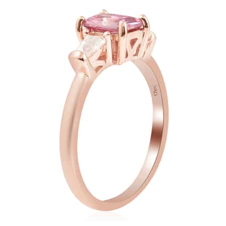 Pink Moissanite and Moissanite Ring in Vermeil Rose Gold Over Sterling Silver (Size 9.0) 1.35 ctw image number 3