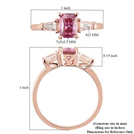Pink Moissanite and Moissanite Ring in Vermeil Rose Gold Over Sterling Silver (Size 9.0) 1.35 ctw image number 5