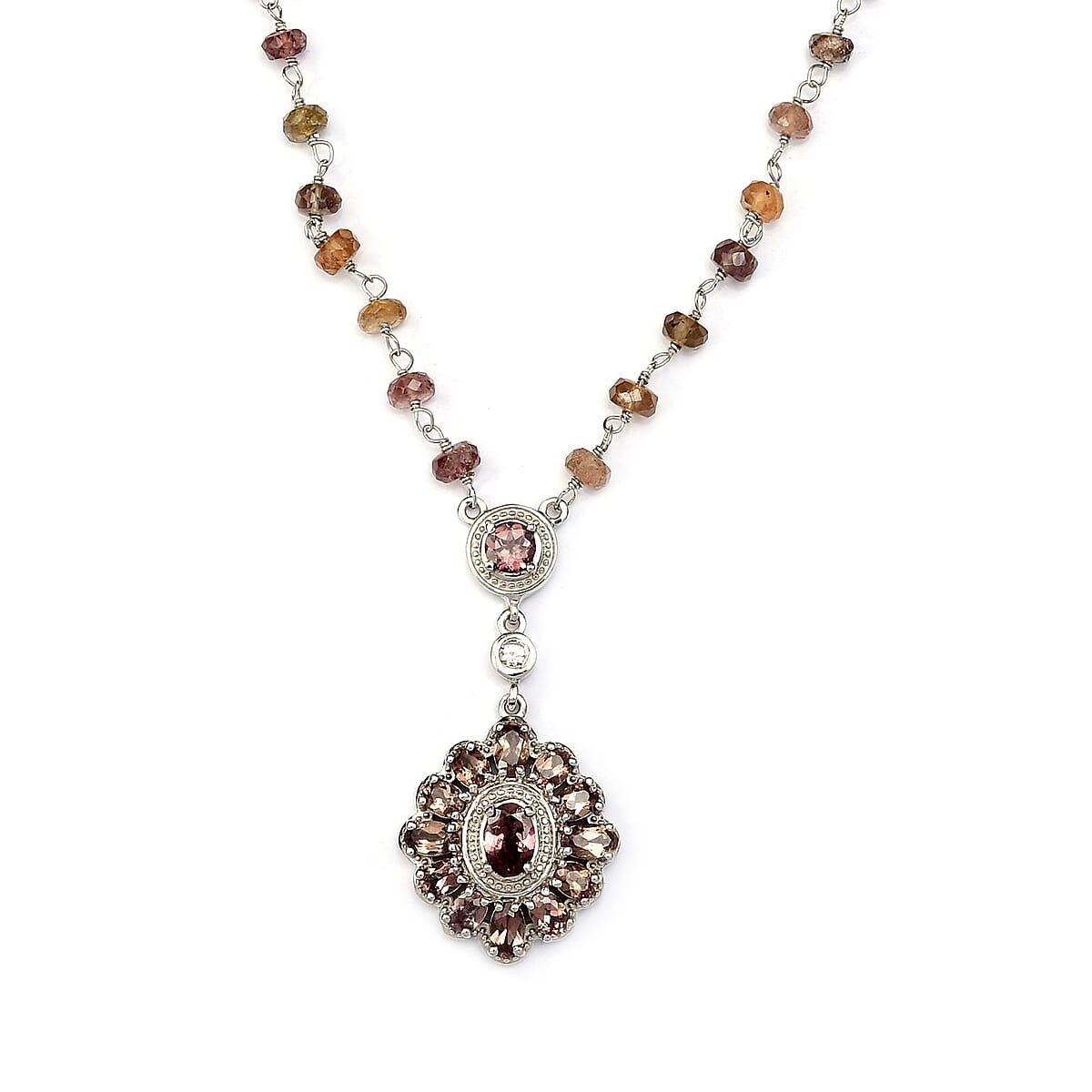 Merelani Color Change Garnet and Zircon Necklace 18 Inches in Platinum Over Sterling Silver 49.80 ctw image number 0