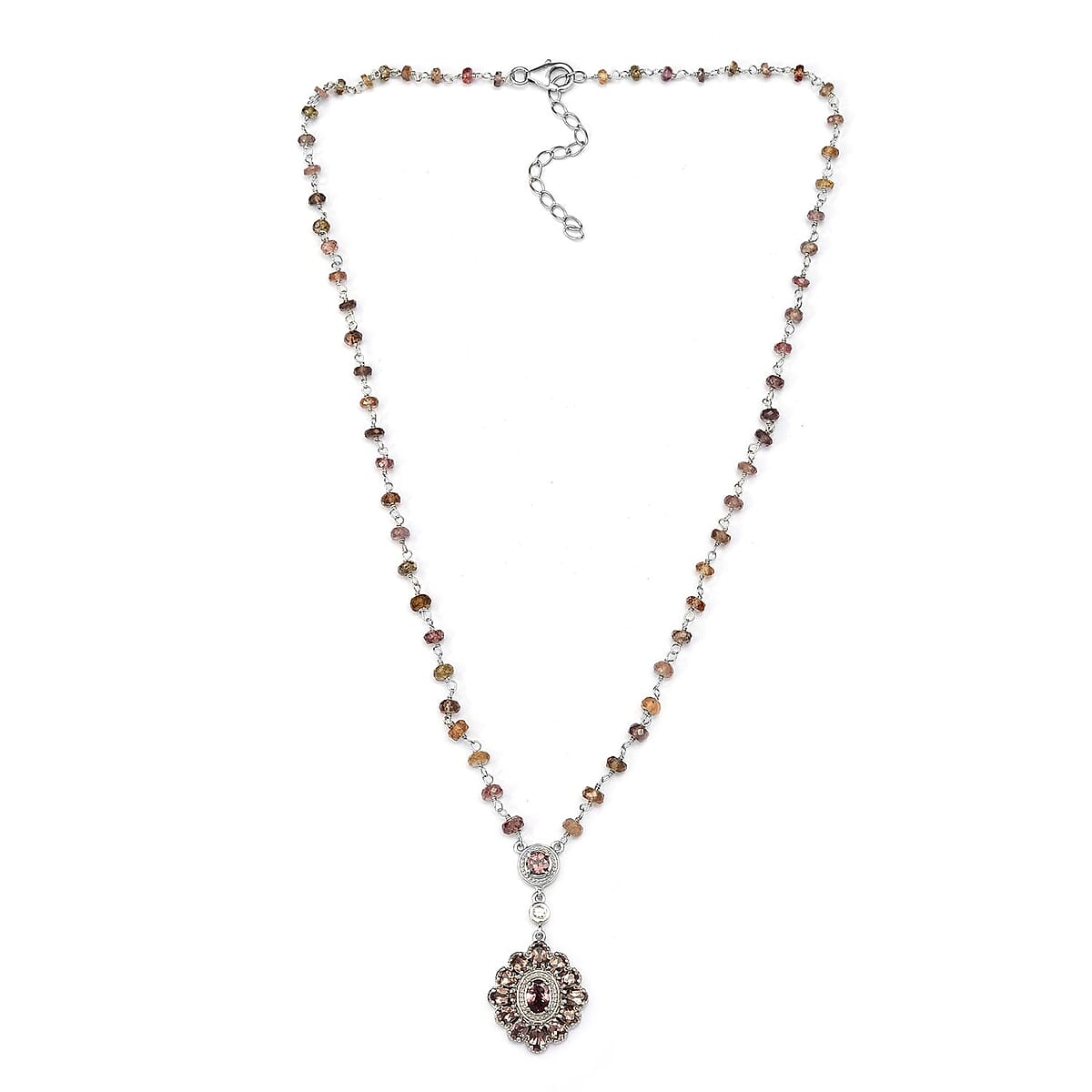 Merelani Color Change Garnet and Zircon Necklace 18 Inches in Platinum Over Sterling Silver 49.80 ctw image number 3