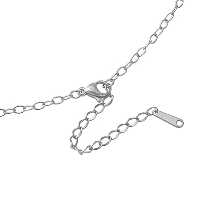 White Mother Of Pearl Lariat Necklace 20 Inches with Crescent Moon and Star Charms in Stainless Steel