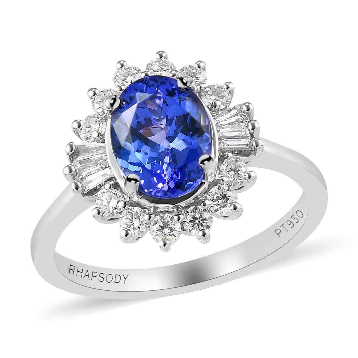 RHAPSODY 950 Platinum AAAA Tanzanite and E-F VS Diamond Cocktail Ring 5.15 Grams 2.25 ctw image number 0