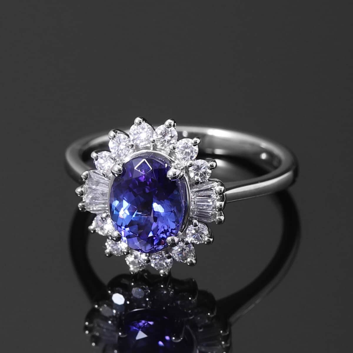 RHAPSODY 950 Platinum AAAA Tanzanite and E-F VS Diamond Cocktail Ring 5.15 Grams 2.25 ctw image number 1