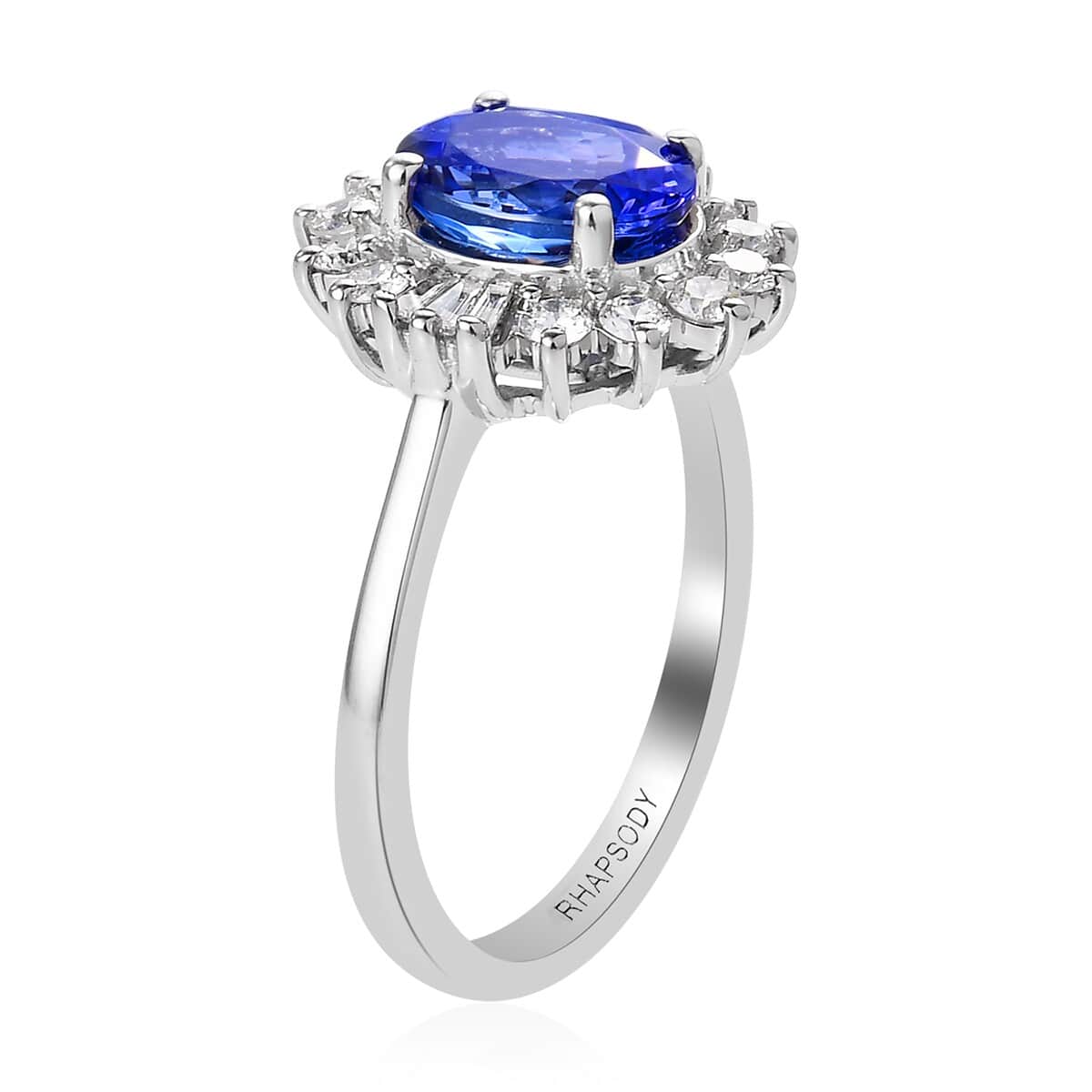 RHAPSODY 950 Platinum AAAA Tanzanite and E-F VS Diamond Cocktail Ring 5.15 Grams 2.25 ctw image number 3