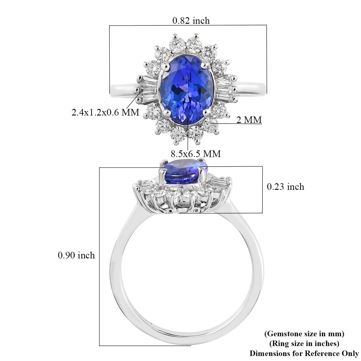 RHAPSODY 950 Platinum AAAA Tanzanite and E-F VS Diamond Cocktail Ring 5.15 Grams 2.25 ctw image number 5