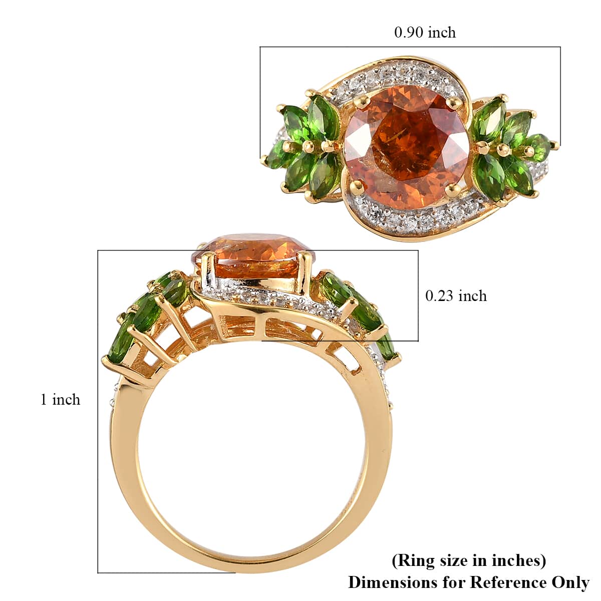 Picos Altos Orange Sphalerite and Multi Gemstone Floral Ring in Vermeil Yellow Gold Over Sterling Silver (Size 7.0) 4.65 ctw image number 5