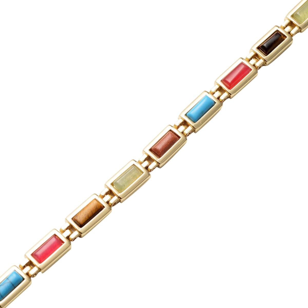 Magnetic By Design Multi Gemstone Tennis Bracelet in Goldtone (7.50 In) 15.80 ctw image number 2