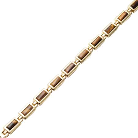 Magnetic By Design Yellow Tiger's Eye Tennis Bracelet in Goldtone (7.50 In) 15.80 ctw image number 2