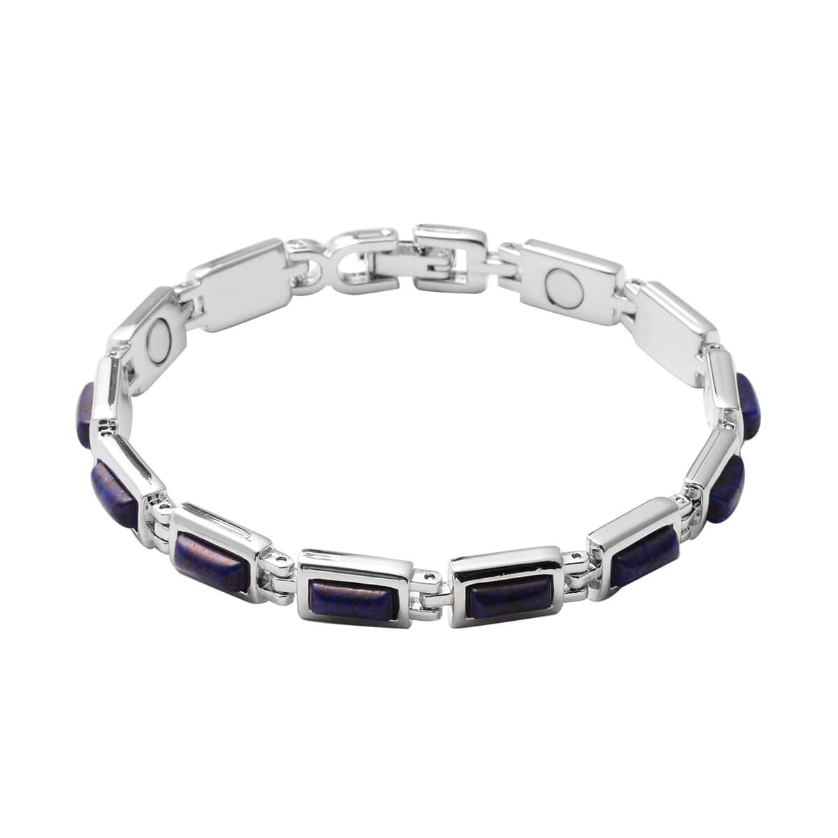 Magnetic By Design Lapis Lazuli Tennis Bracelet in Silvertone (6.50 In) 15.00 ctw image number 0