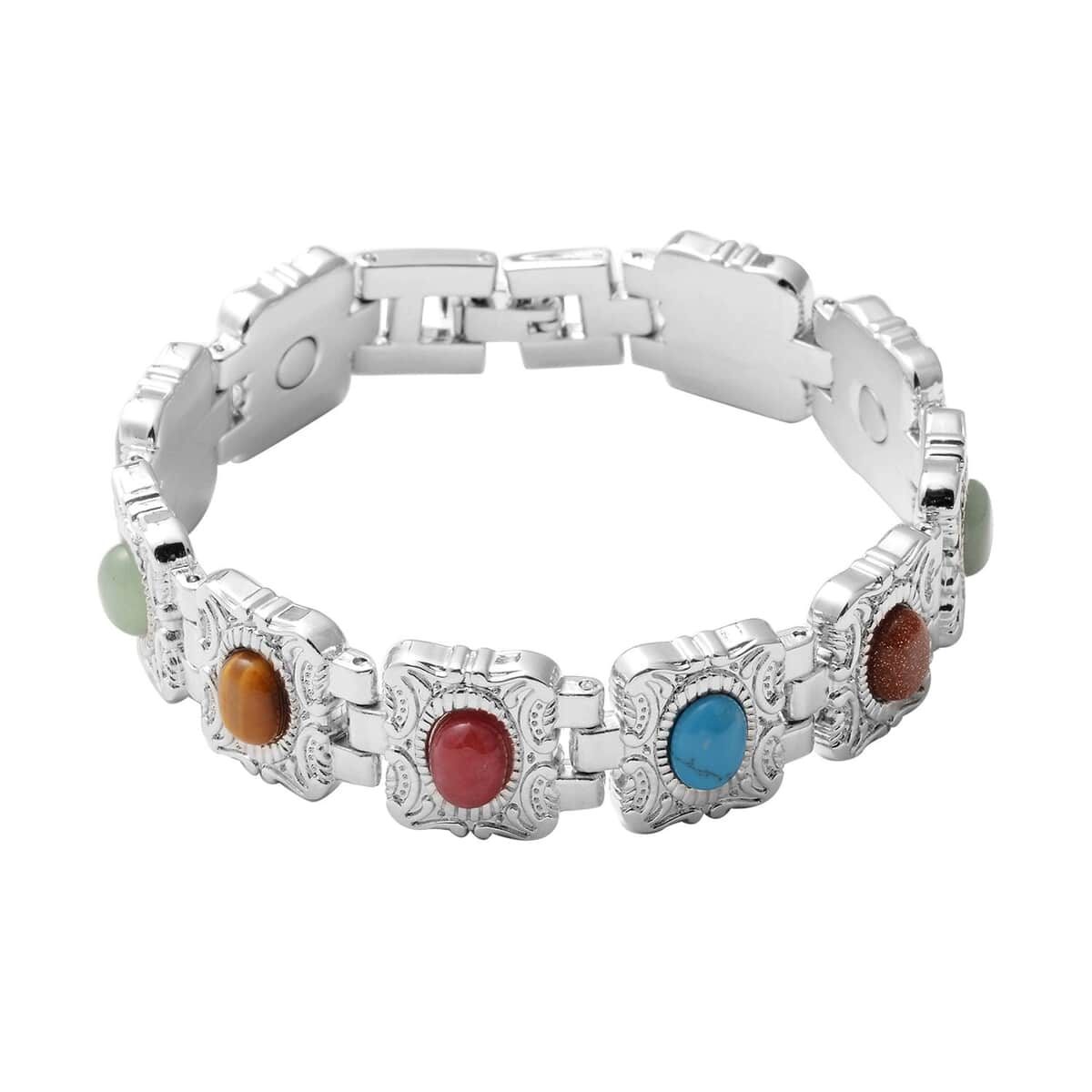 Magnetic By Design Multi Gemstone Bracelet in Silvertone (7.50 In) 15.00 ctw image number 0