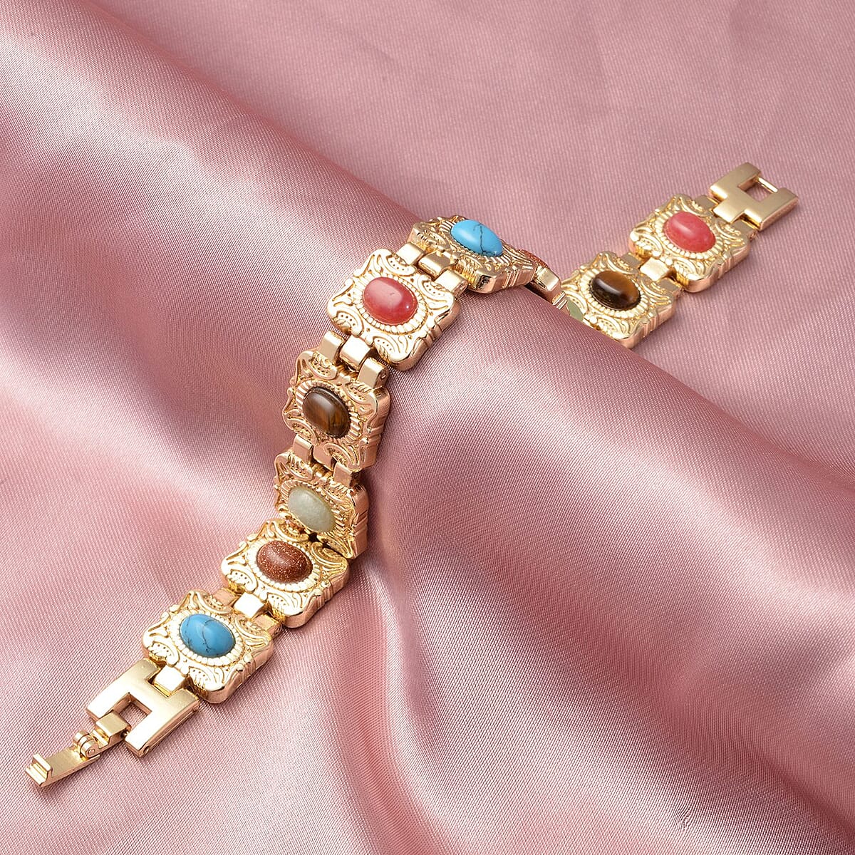 Magnetic By Design Multi Gemstone Bracelet in Goldtone (8.00 In) 15.00 ctw image number 1