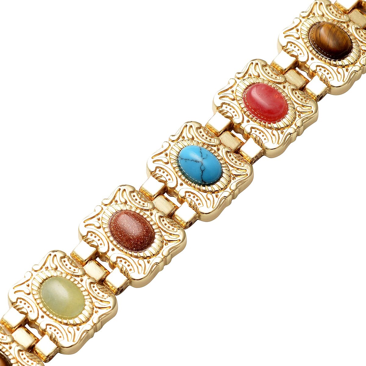 Magnetic By Design Multi Gemstone Bracelet in Goldtone (8.00 In) 15.00 ctw image number 2
