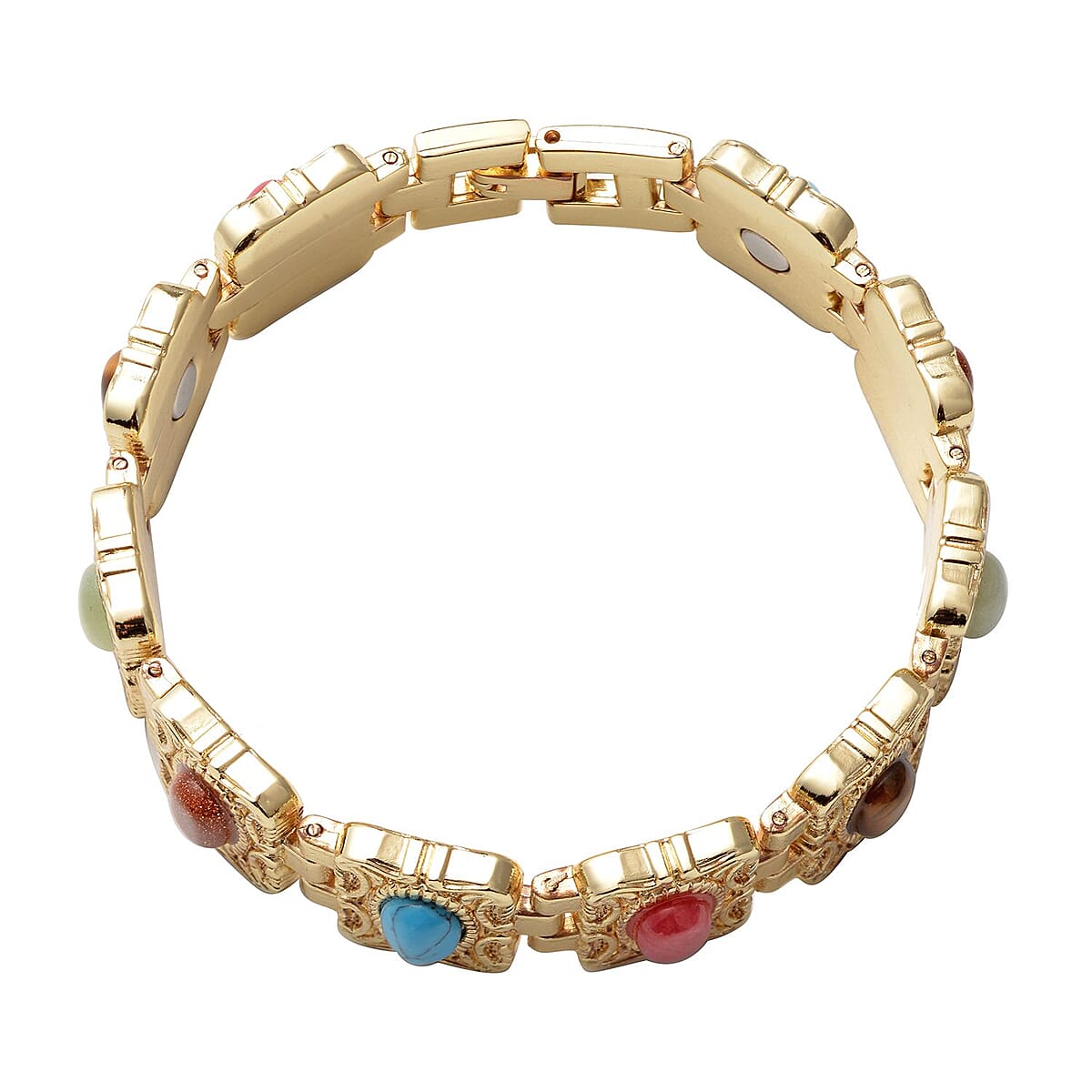Magnetic By Design Multi Gemstone Bracelet in Goldtone (8.00 In) 15.00 ctw image number 3
