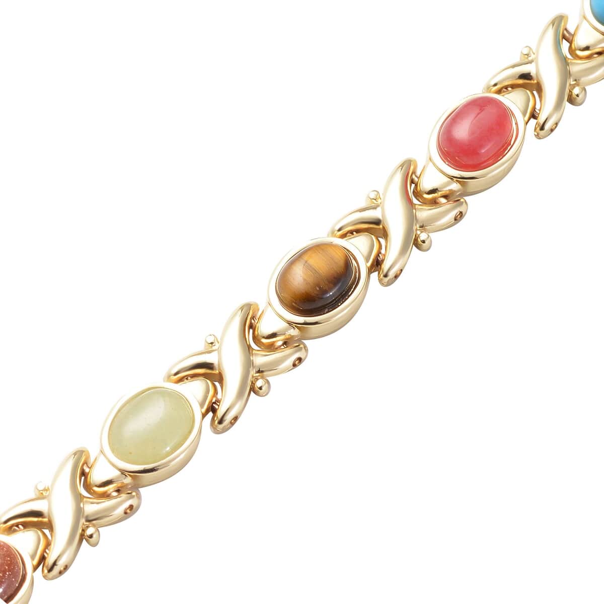 Magnetic By Design South African Yellow Tiger's Eye Bracelet in Goldtone (8.00 In) 15.00 ctw image number 2